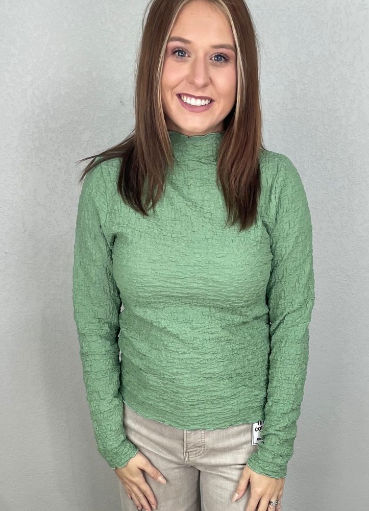 Textured Crinkle Knit LS in Sage by Umgee