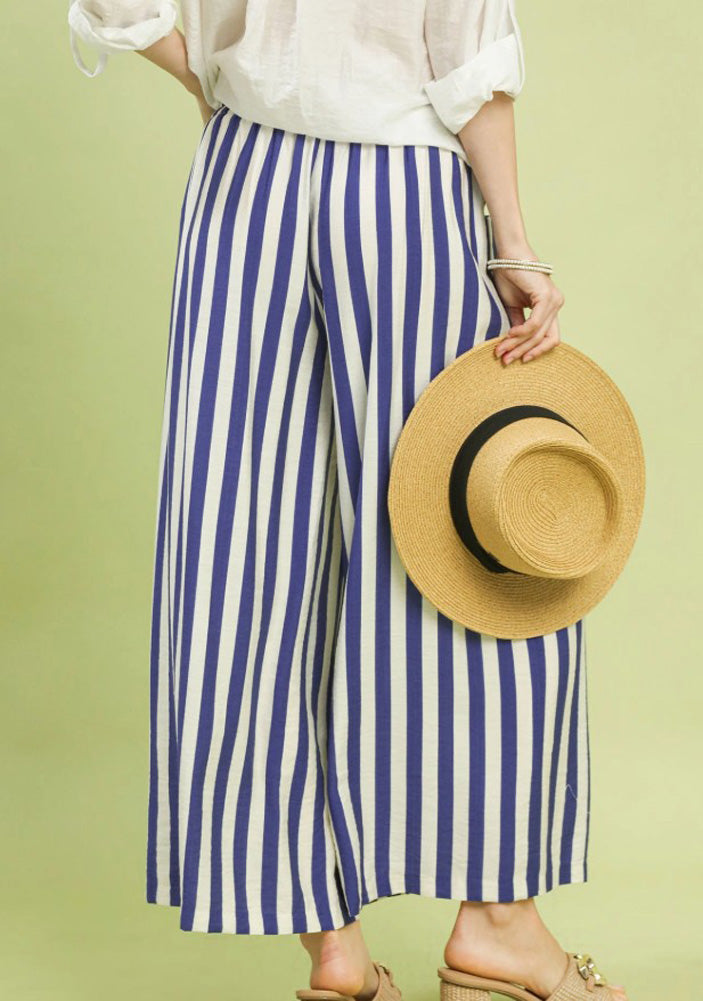 Striped Wide Leg Pants in Blue by Umgee