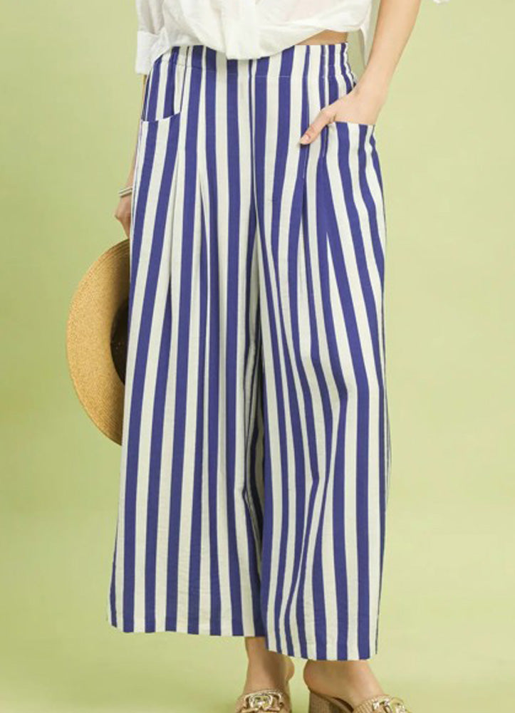 Striped Wide Leg Pants in Blue by Umgee