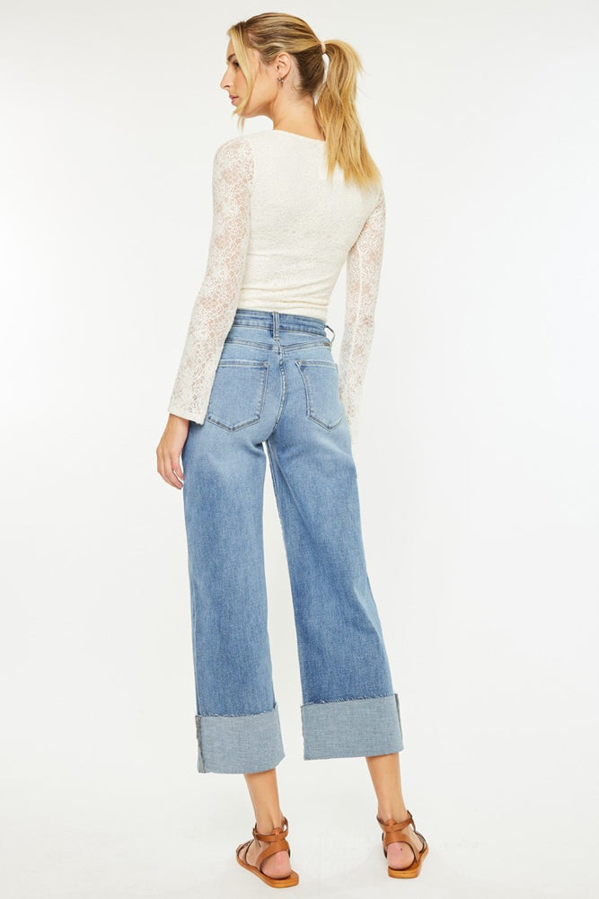 HR Crop Wide Leg Medium Jeans by KanCan