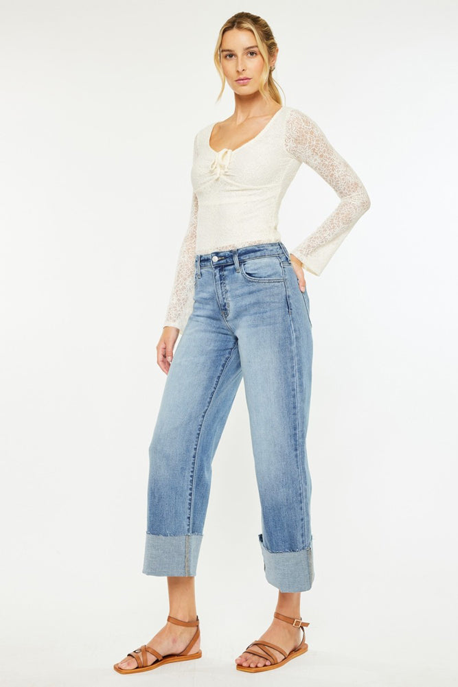 HR Crop Wide Leg Medium Jeans by KanCan