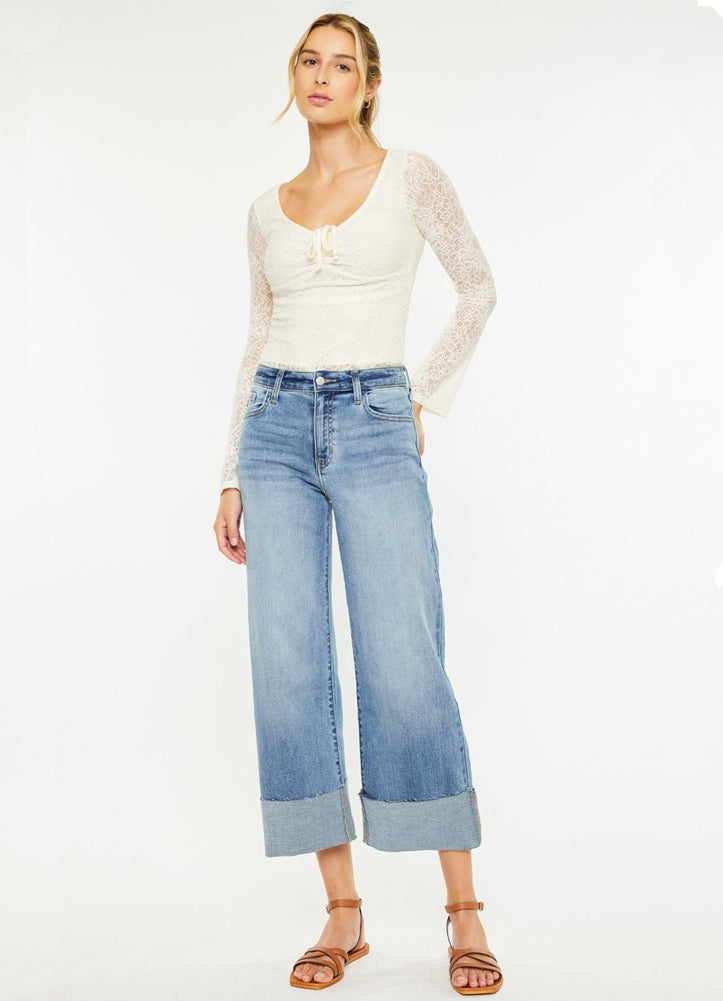 HR Crop Wide Leg Medium Jeans by KanCan