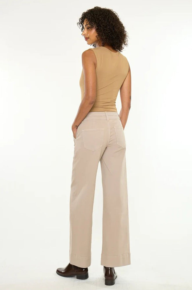 Crater MR Wide Leg Jeans in Tan by KanCan