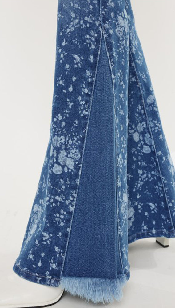 HR Floral Printed Flare Jeans by KanCan