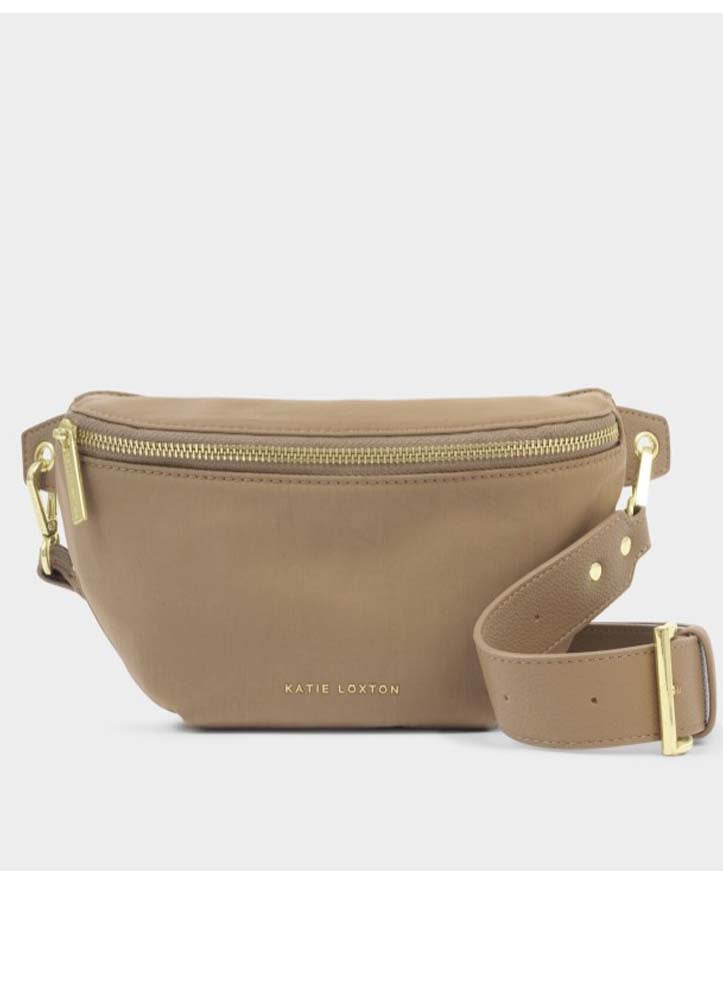 Nylon-Luxe Belt Bag Taupe by Katie Loxton