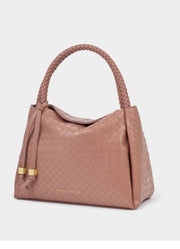 Nova Woven Texture Top Handle Bag Pink Clay by Katie Loxton