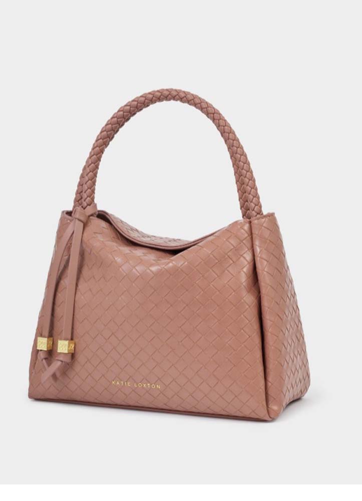 Nova Woven Texture Top Handle Bag Pink Clay by Katie Loxton