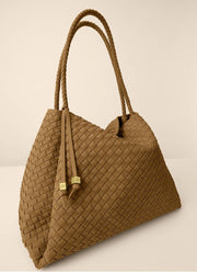 Nova Hand Woven Large Shoulder Bag in Light Caramel Suedette by Katie Loxton
