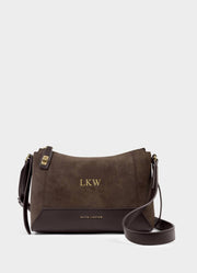 Charlbury Cossbody Bag in Bitter Chocolate Suedette by Katie Loxton