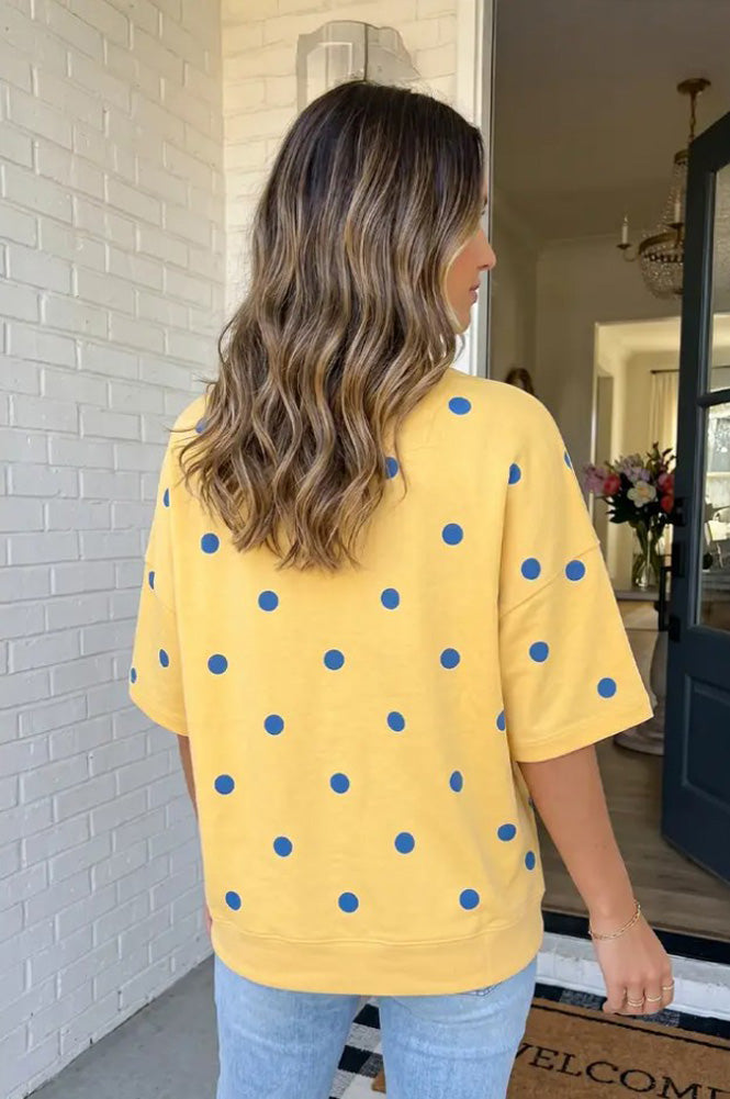 LAS Polka Dot Oversize Blouse in Yellow by LA Society