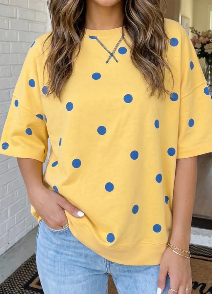 LAS Polka Dot Oversize Blouse in Yellow by LA Society