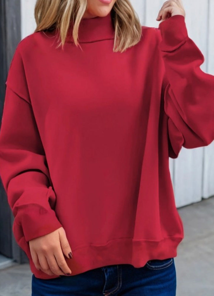 LAS Oversize Drop Shoulder Reversible Sweater in Racing Red by LA Society