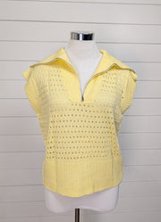 Eyelet Knit Ribbed Sweater in Yellow by LA Society