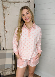 Polka Dot Short Lounge Set in Pink by LA Society