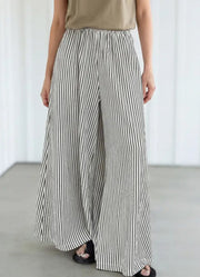 LAS Striped Ultra Wide Leg Pants in Black Stripe by LA Society