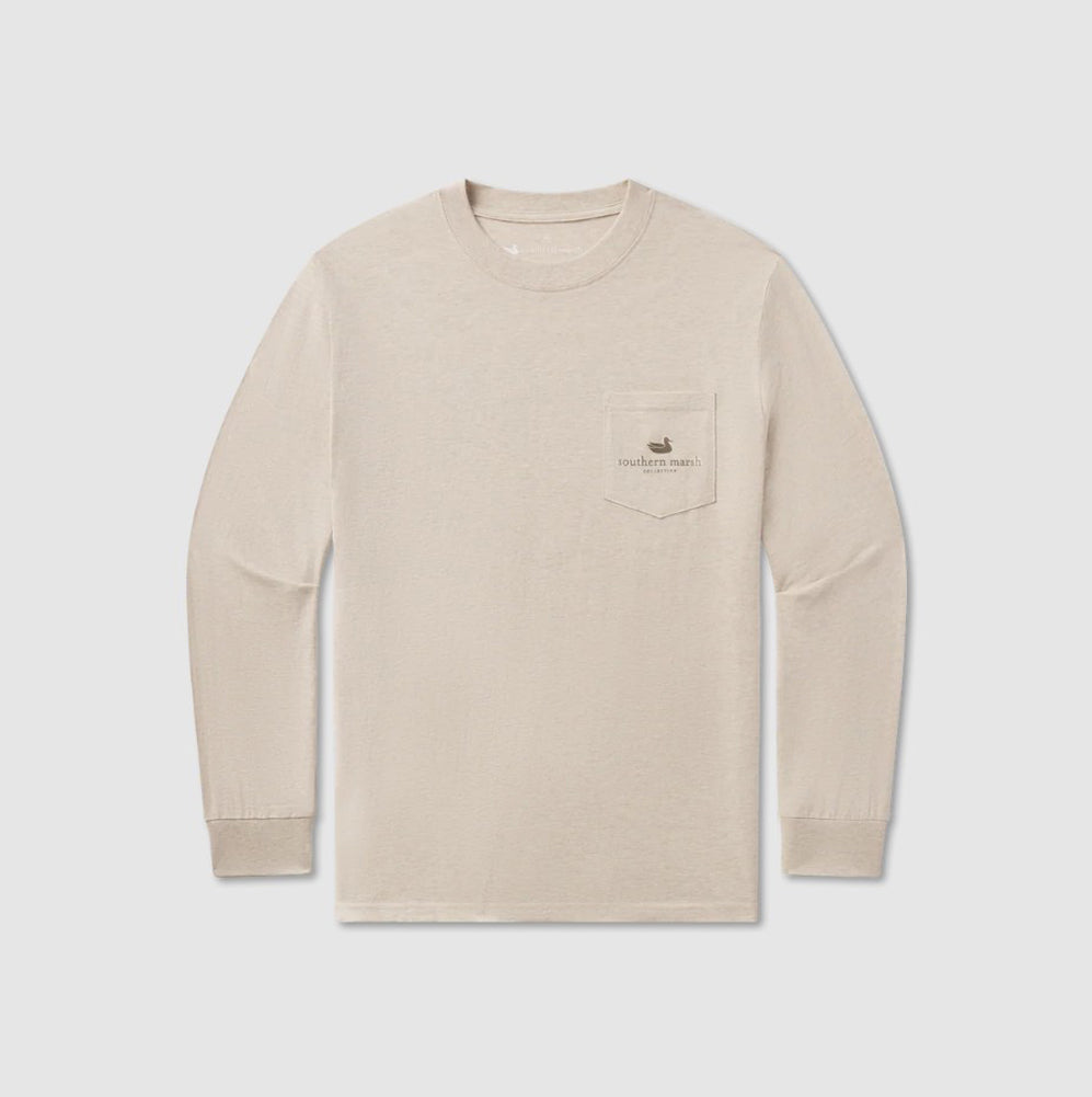 LS Vintage Duck Decoy Camo Tee in Washed Oatmeal by Southern Marsh