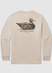 LS Vintage Duck Decoy Camo Tee in Washed Oatmeal by Southern Marsh