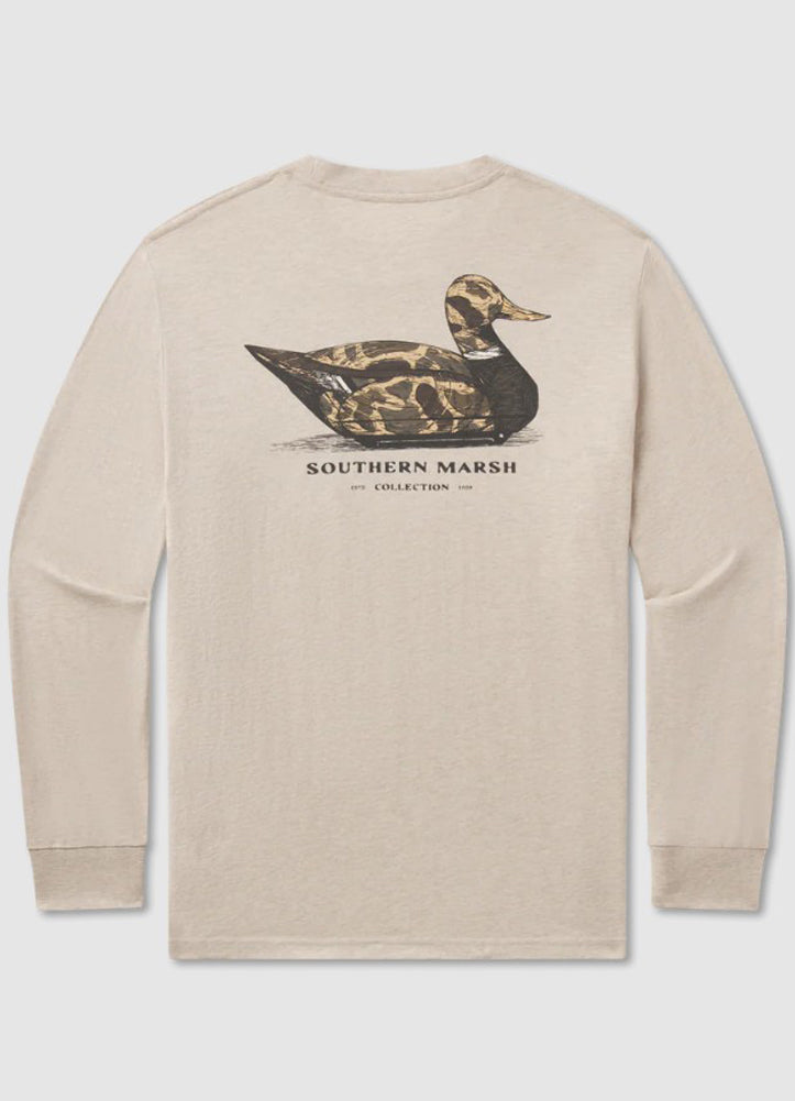 LS Vintage Duck Decoy Camo Tee in Washed Oatmeal by Southern Marsh