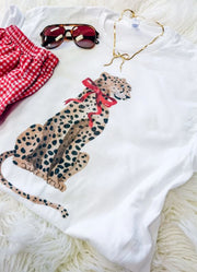 Leopard Bow SS in White by Hart and Hollow