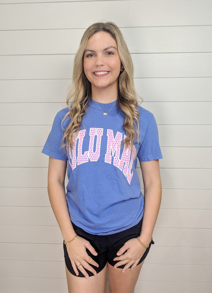 Polka Dot Flo Blue Lulu Mac Tee by Girlie Girl
