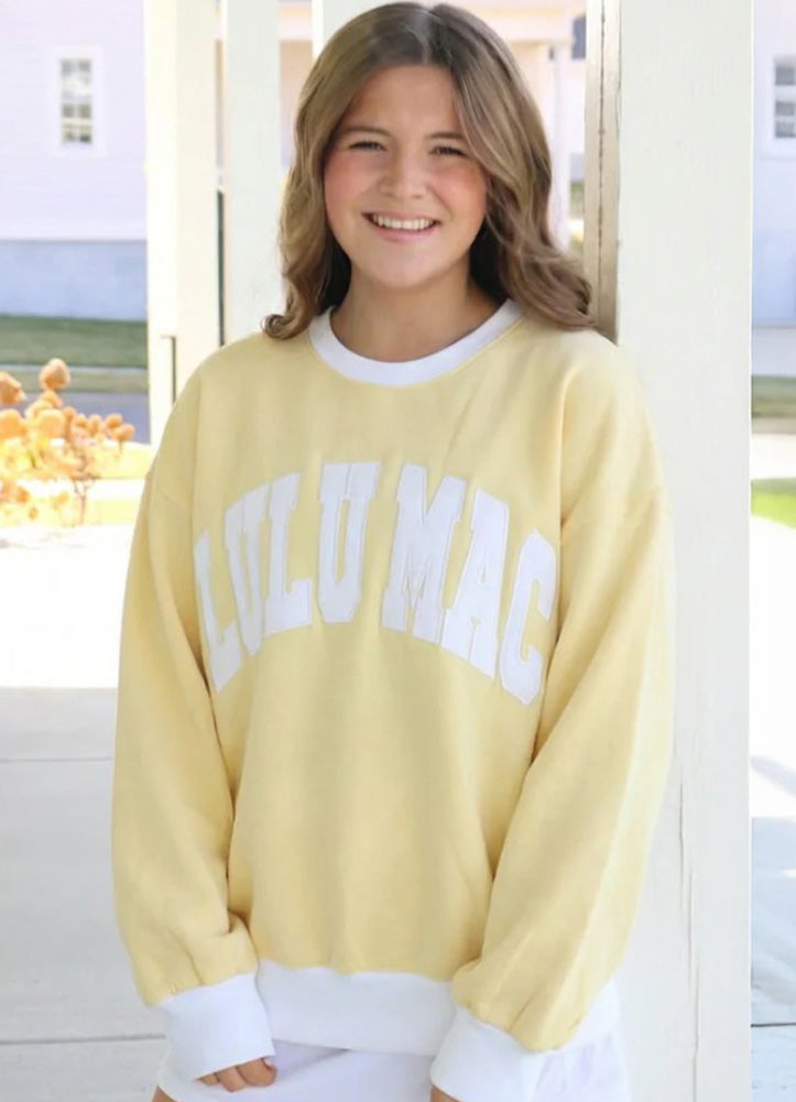 Colorblock Butter/White Stitched Sweatshirt by Girlie Girl