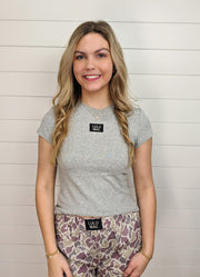 Baby Doll SS Top in Grey by Girlie Girl