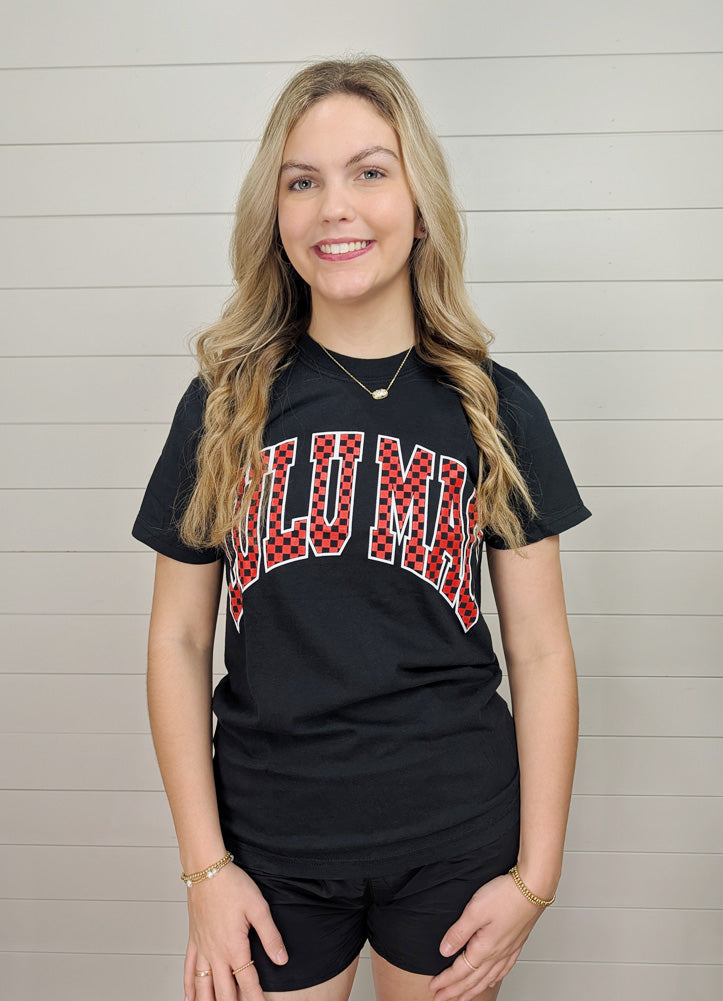 Team Checked SS Lulu Mac Tee in Red/Black by Girlie Girl