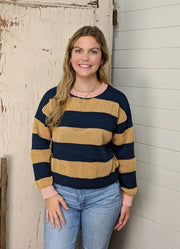 Textured Stripe Sweater in Navy Multi by Listicle