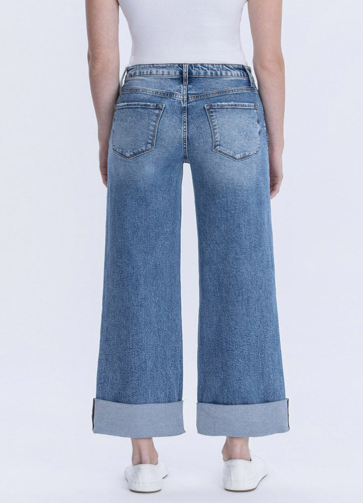 Plus Super High Baggy with Cuff Jeans in Rosy by Lovervet