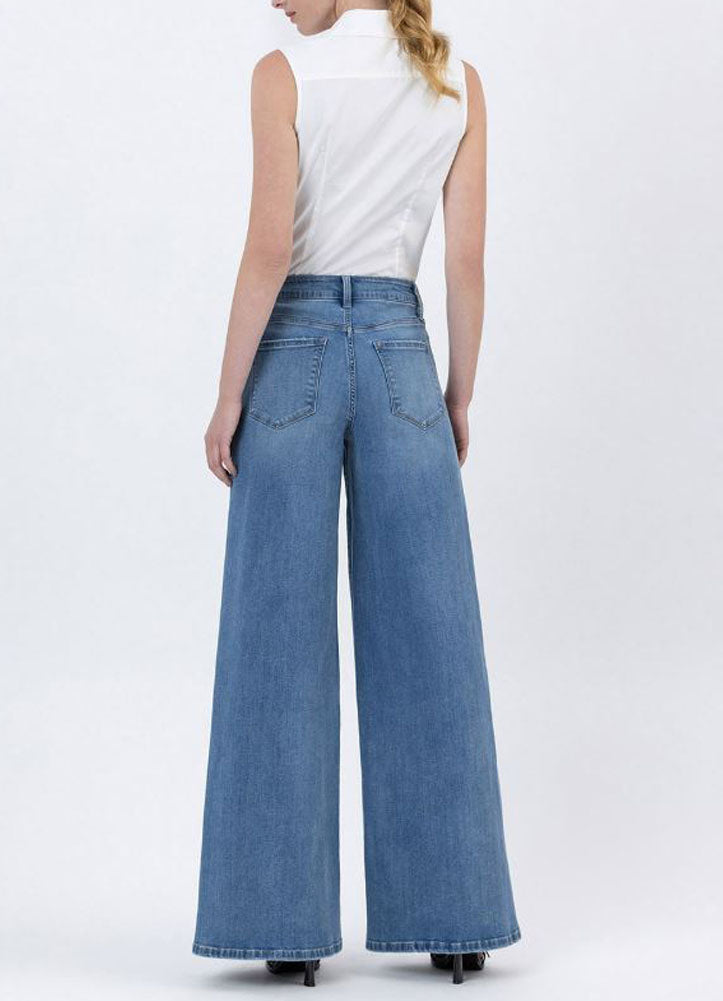 HR A Line Wide Leg Jeans with Cuff  by Vervet