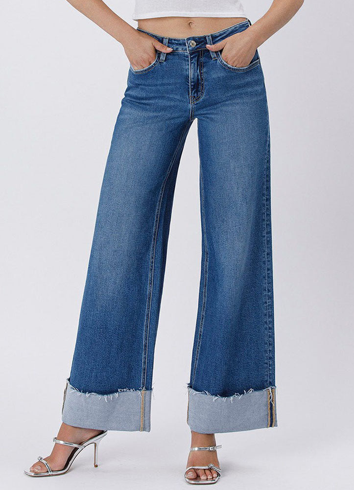 HR Cuffed Wide Leg Jeans in Remedy by Vervet