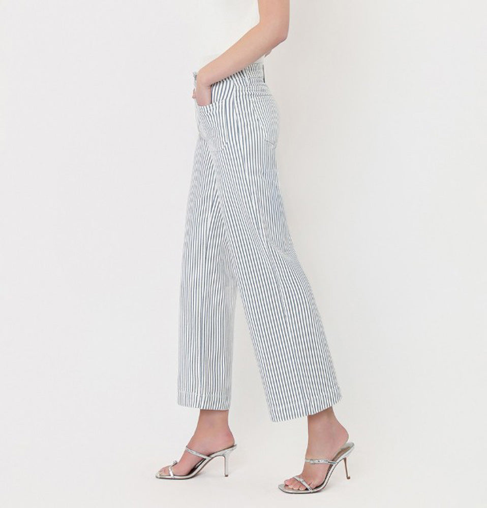 Plus HR Patch Pocket Crop Wide Leg Jeans by Vervet