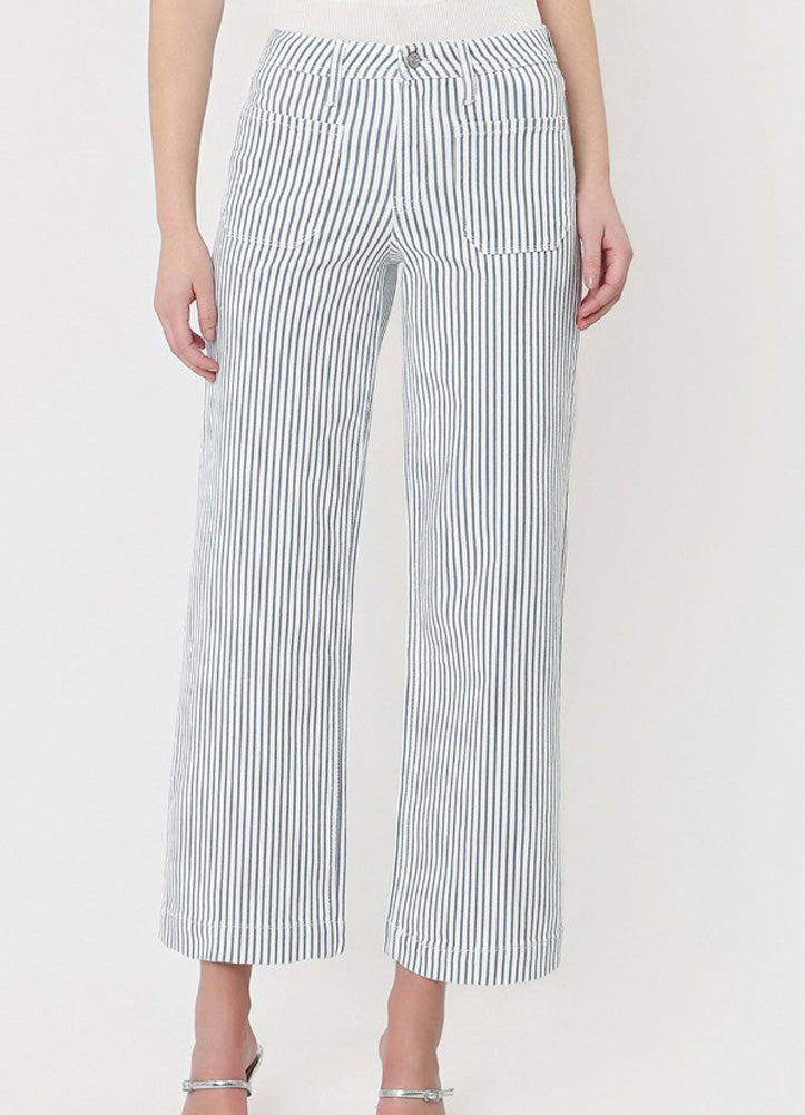 Plus HR Patch Pocket Crop Wide Leg Jeans by Vervet