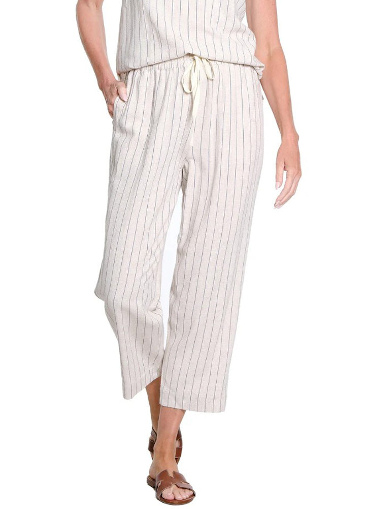 Drawstring Cropped Pants in Flax by S.Y.I