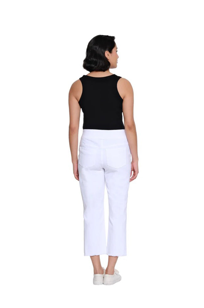 Pull On Fringe Hem Crop Pants in Light Indigo by S.Y.I