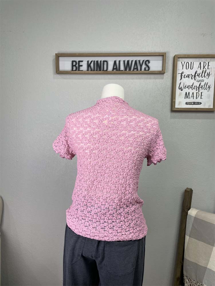 Mock Neck SS Lace Top in Mauve by Jodifl
