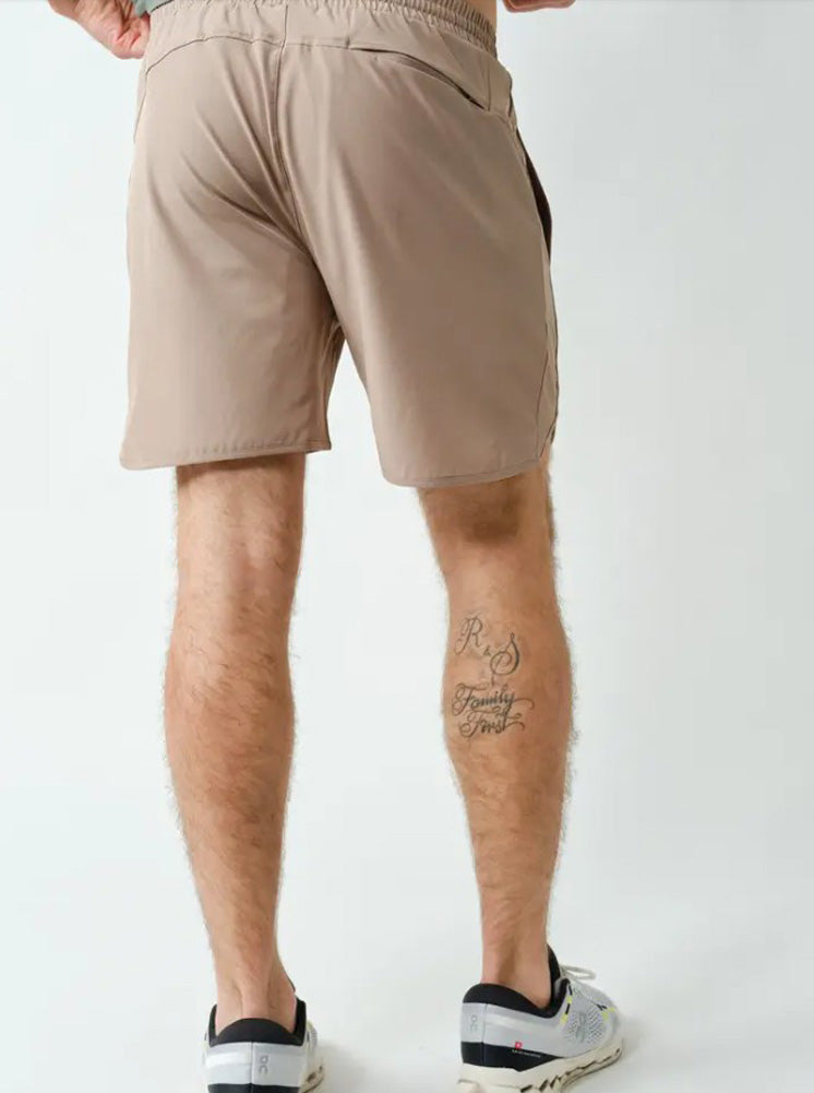 Wave Accent Essential Active Shorts in Silken Taupe by Mono B