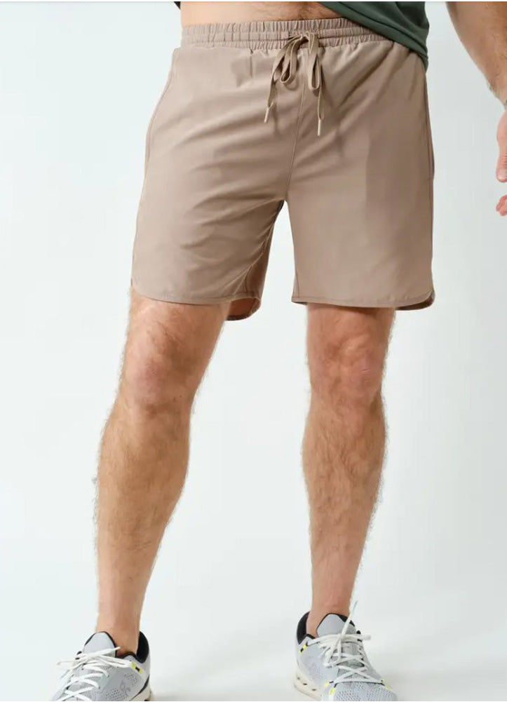 Wave Accent Essential Active Shorts in Silken Taupe by Mono B