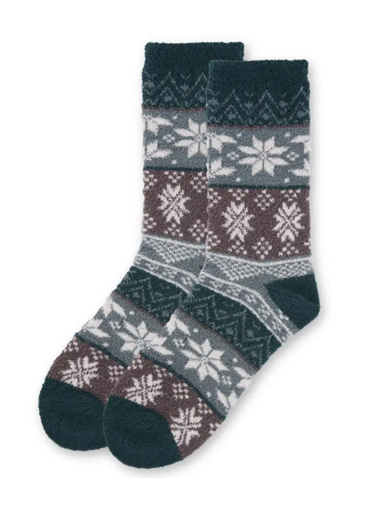 Snowflake Fairisle Super Soft Cozy Crew in Dusty Teal by MeMoi