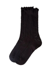 Ruffle Pointelle Crew in Black by MeMoi