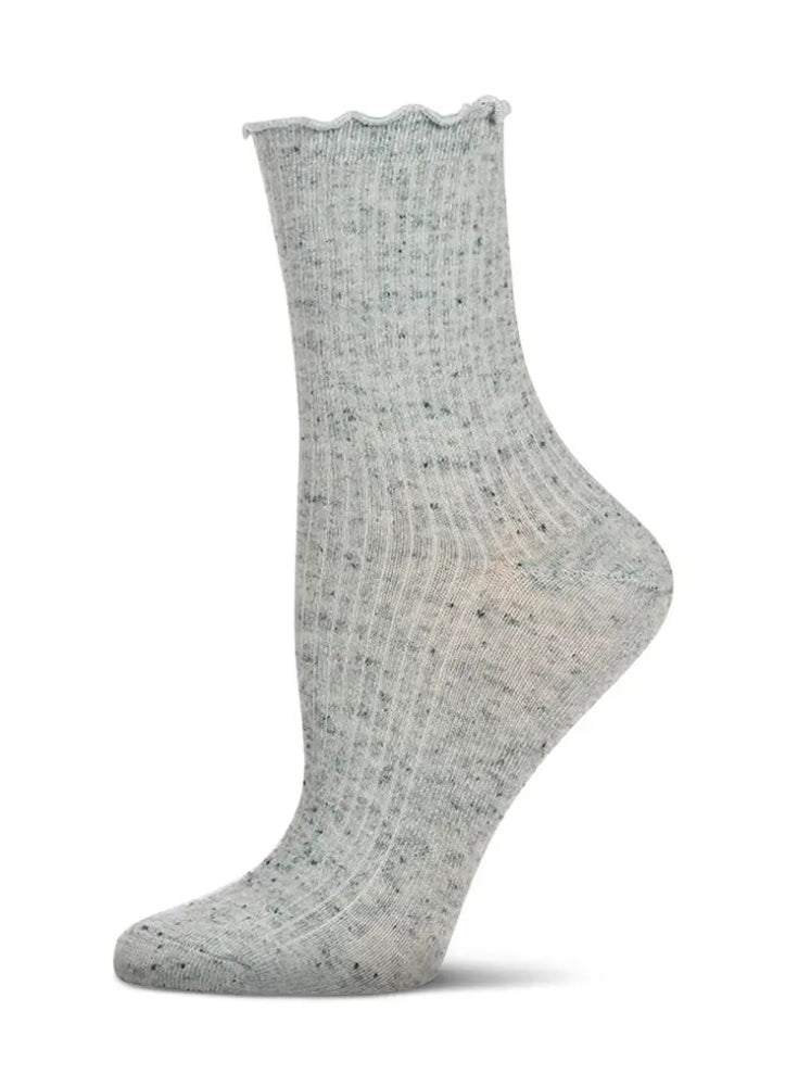 Vintage Multi Fleck Lettuce Edge Ribbed Crew in Glacier Blue by MeMoi