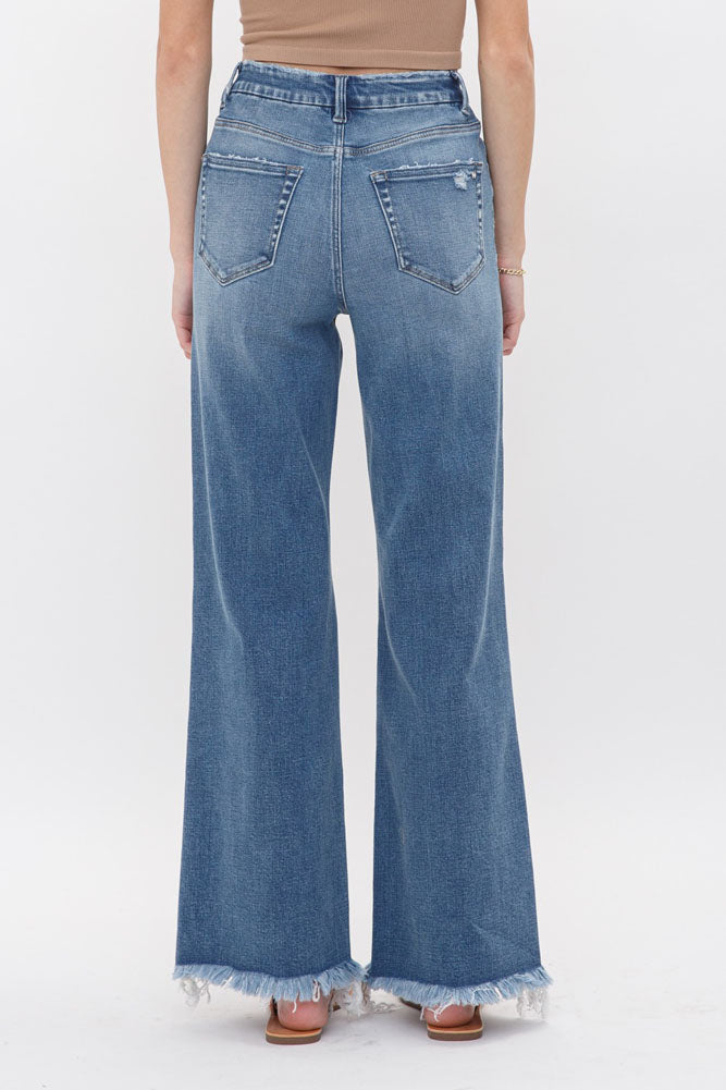 Stretch Super HR Wide Leg Jeans in Dehours by Mica Denim