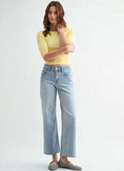 MR Wide Leg Ankle Jeans in Pale Blue by Mica Denim