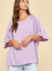 Plus Oversized Boho Top in Lilac by Dear Scarlett