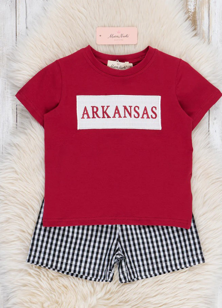 Arkansas Smocked Gingham Outfit by Marie Nicole Clothing