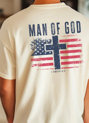 Man of God USA Flag Tee in Ivory by Never Lose Hope Designs