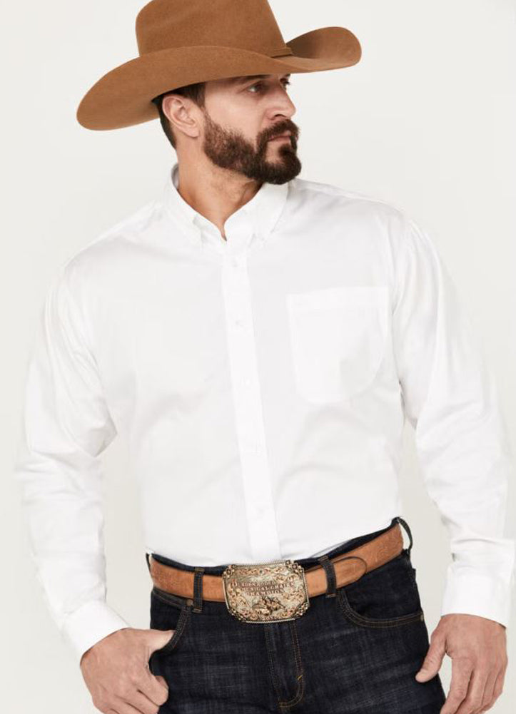 L/S Button Down Shirt in White by Cinch