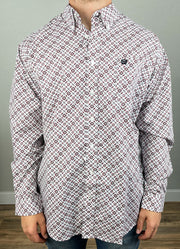LS Print Button Up in White by Cinch
