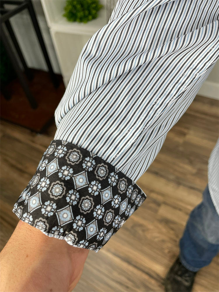 LS Stripe Button Up in White by Cinch
