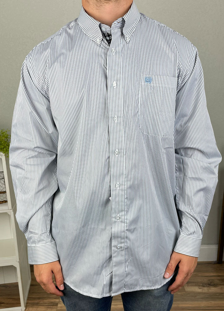 LS Stripe Button Up in White by Cinch